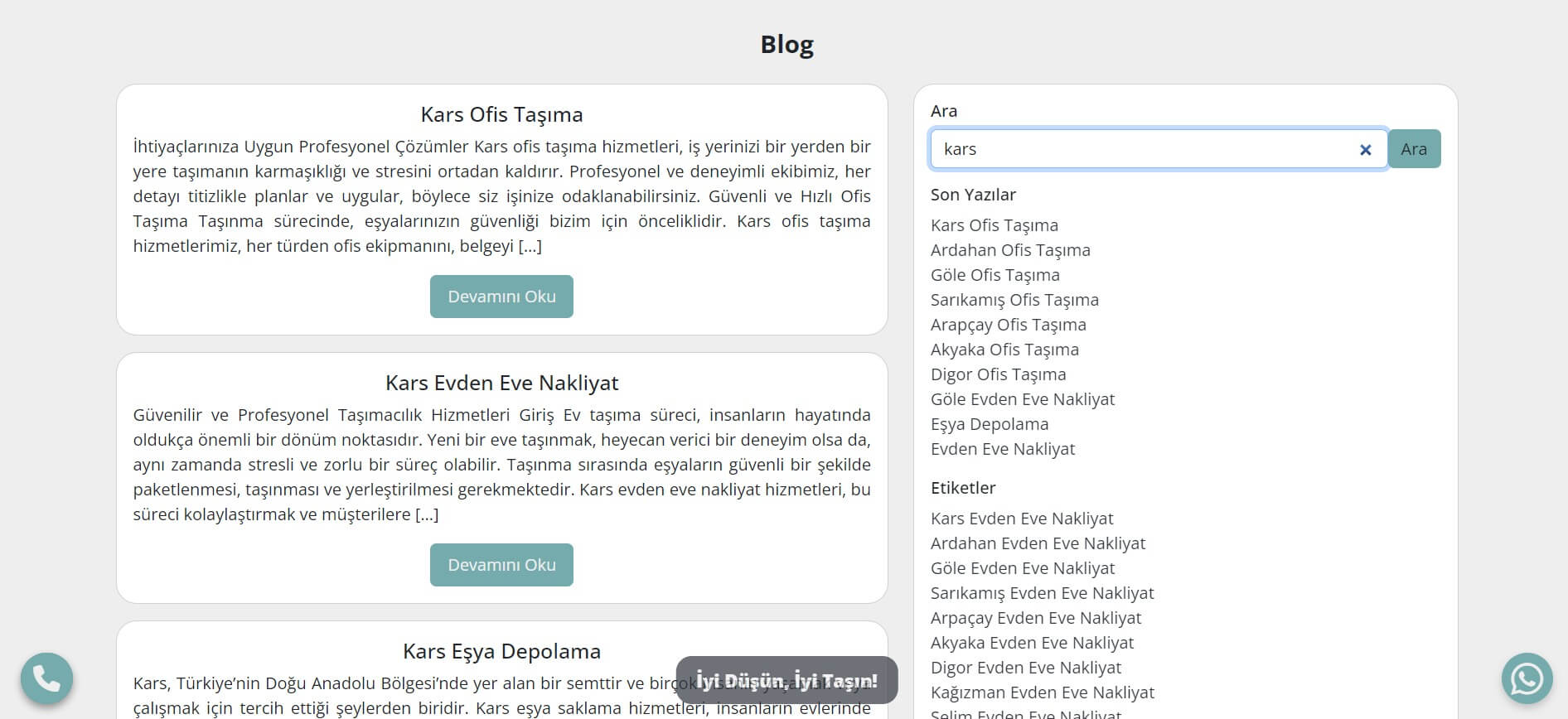 Utku YURT | Nakliyat Web Sitesi SEO Uyumlu Web Site Bootstrap CSS HTML Blog Sayfası Card Arama Search